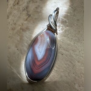 Sterling Silver Botswana Agate Necklace Pendant